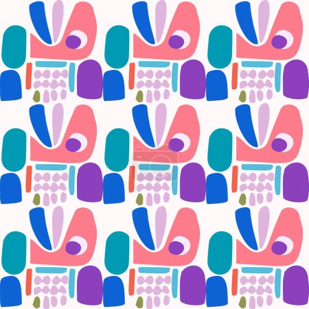 Photo for Cute scandi kids monster graphic design doodle seamless vector pattern. Colorful creature in bright happy playful endless wallpaper. Minimalist gender neutral art illustration - Royalty Free Image