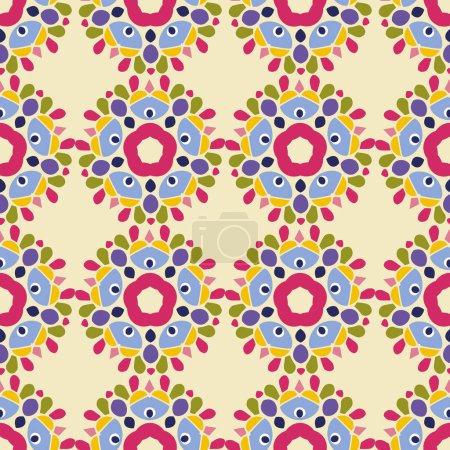 Photo for Vintage geometric seamless vector pattern in gender neutral colorful style. Retro funny shape in creative endless repeat for cheerful geo wallpaper - Royalty Free Image