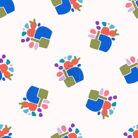 Photo for Colorful leaf for flat scandi style seamless vector kids pattern. Fun whimsical nature for gender neutral baby wallpaper - Royalty Free Image