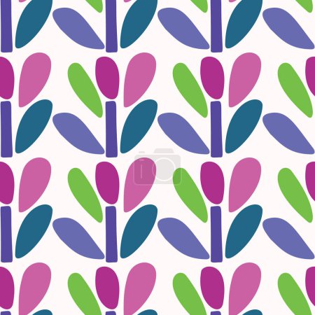 Photo for Colorful blob leaf for flat scandi style seamless vector kids pattern. Fun whimsical nature for boy baby wallpaper. Scandi block print bold funny print - Royalty Free Image