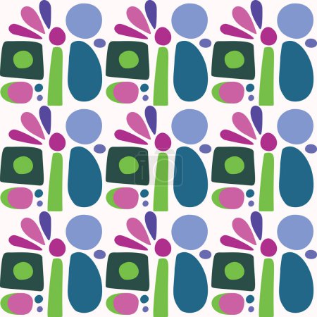 Photo for Colorful blob leaf for flat scandi style seamless vector kids pattern. Fun whimsical nature for boy baby wallpaper. Scandi block print bold funny print - Royalty Free Image