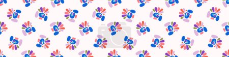 Photo for Cute scandi kids monster graphic design doodle endless vector border. Colorful creature in bright happy playful endless banner. Minimalist gender neutral art illustration - Royalty Free Image