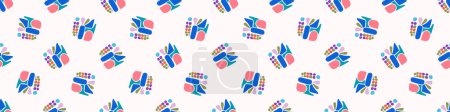 Photo for Cute scandi kids monster graphic design doodle endless vector border. Colorful creature in bright happy playful endless banner. Minimalist gender neutral art illustration - Royalty Free Image