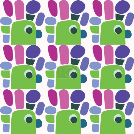 Photo for Cute kids blob monster graphic design doodle seamless vector pattern. Colorful creature in bright happy playful endless wallpaper. Minimalist gender neutral art illustration - Royalty Free Image