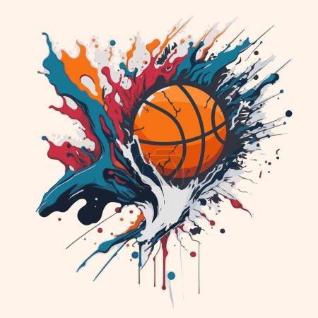 Illustration for Basketball in style art, grunge effect - Royalty Free Image