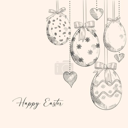Easter eggs illustration, drawing, engraving, vector