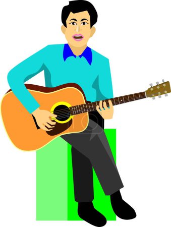 Illustration for Man Playing Accoustic Guitar Vector - Royalty Free Image