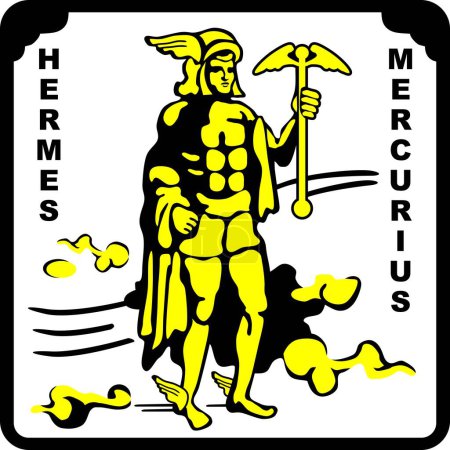 Téléchargez les illustrations : Ancien Dieu grec romain Hermès Mercurius vecteur - en licence libre de droit