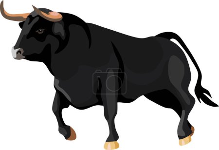 Illustration for Black Bull Mammal Animal Vector - Royalty Free Image