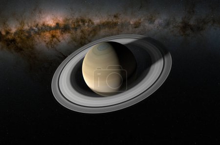 Téléchargez les photos : Saturn planet in the solar system - 3d illustration, closeup view - en image libre de droit
