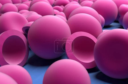 Photo for Microcapsule particles (microspheres) field - closeup view 3d illustration - Royalty Free Image