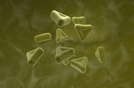 Téléchargez les photos : Grains de pollen d'eucalyptus - vue isométrique Illustration 3D - en image libre de droit