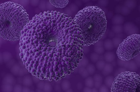 Téléchargez les photos : Grains de pollen de géranium - vue rapprochée Illustration 3D - en image libre de droit