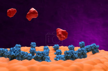 Foto de Moléculas opioides en busca de los receptores GABA - vista de cerca ilustración 3d - Imagen libre de derechos