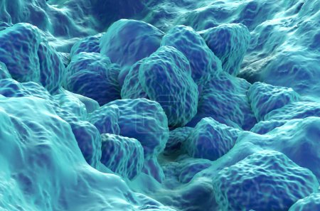 Particules intégrées dans le gel biopolymère - Illustration 3D vue rapprochée