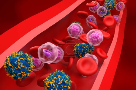 Téléchargez les photos : Cellules T CAR - Vue rapprochée Illustration 3D - en image libre de droit