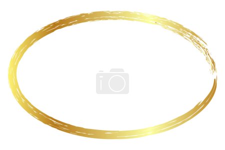 Photo for Gold golden vector simple oval frame from crayon, at white background - Royalty Free Image