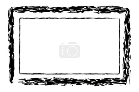 Photo for Vector simple double line rectangle frame from black crayon, at white background - Royalty Free Image