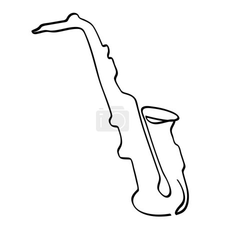 Illustration for Simple vector sketch saxophone single one line art, continuous - Royalty Free Image
