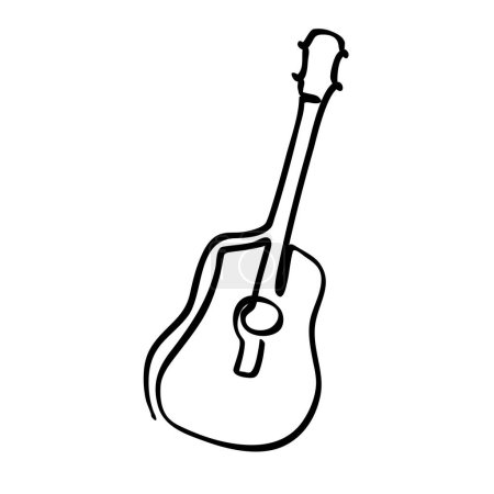 Illustration for Simple vector sketch accoustic guitar single one line art, continuous - Royalty Free Image