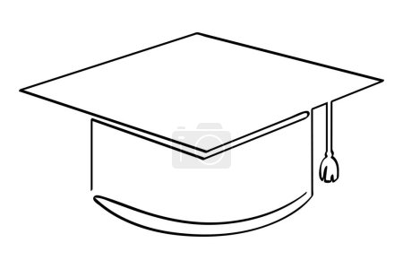 Photo for Simple vector sketch graduation cap single one line art, continuous - Royalty Free Image