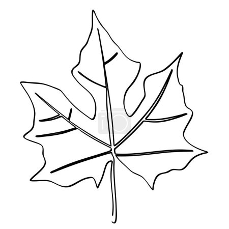 Illustration for Gedi abelmoschus manihot leaf in simple sketch vector single or continuous line art - Royalty Free Image