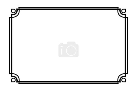 Téléchargez les photos : Simple vecteur, cadre noir, double contour, pour la conception de certificat, plaque ou élément lunaire, à blanc - en image libre de droit