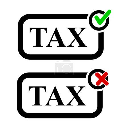 Téléchargez les illustrations : Signe vectoriel simple taxe incluse et exclue, isolé sur blanc - en licence libre de droit