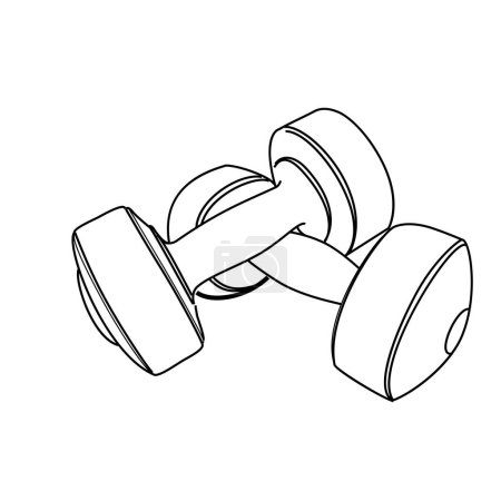 Illustration for Simple vector outline dumbbell, dumbbel dumbell, isolated on white - Royalty Free Image