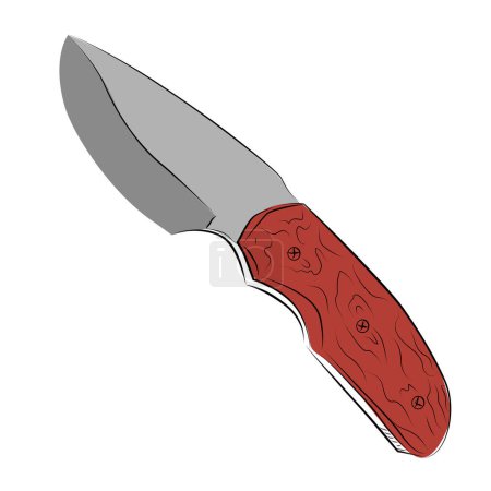 Illustration for Simple vector sketch hunting knife single one line art, continuous - Royalty Free Image