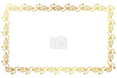 Photo for Simple seamless vector gold golden rectangle hand draw sketch floral border - Royalty Free Image