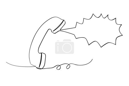 Illustration for Cable telephone, line art continuous, simple vector sketch doodle - Royalty Free Image