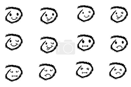 Illustration for Simple vector Crayon hand draw sketch circle emotion, set 12 - Royalty Free Image