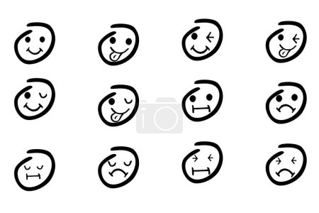 Illustration for Simple vector hand draw sketch circle emotion, set 12 - Royalty Free Image