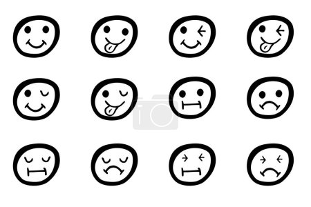 Illustration for Simple vector hand draw sketch circle emotion, set 12 - Royalty Free Image