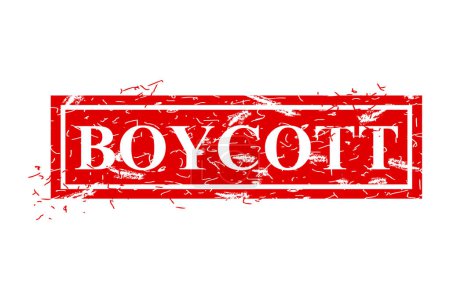 Illustration for Boycott, simple vector dirty grunge, red rectangle vector rubber stamp effect - Royalty Free Image