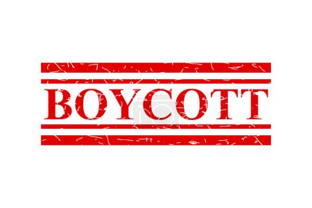 Illustration for Boycott, simple rust vector red rectangle vector rubber stamp effect - Royalty Free Image