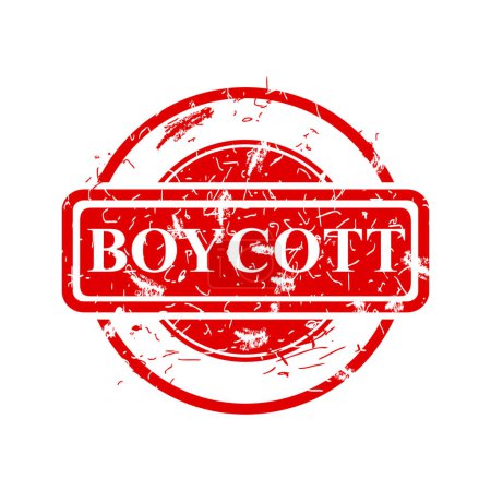 Illustration for Boycott, simple vector dirty rust red circle vector rubber stamp effect - Royalty Free Image