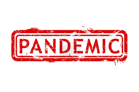 Illustration for Pandemic, simple vector rust dirty red simple rectangle vector rubber stamp effect - Royalty Free Image