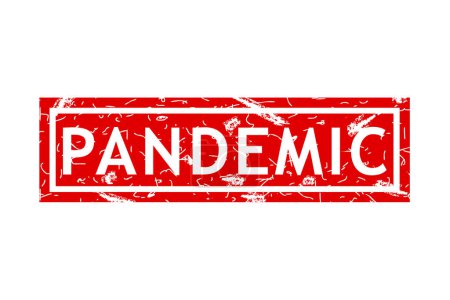 Illustration for Pandemic, simple vector rust dirty red simple rectangle vector rubber stamp effect - Royalty Free Image
