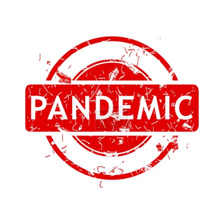 Illustration for Pandemic, simple vector rust dirty red simple circle vector rubber stamp effect - Royalty Free Image