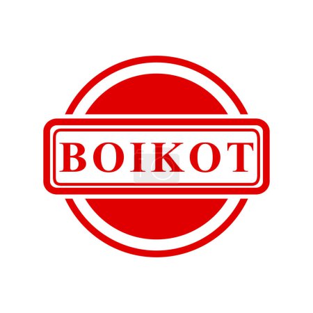 Illustration for Boikot, boycott in indonesia languange, simple vector circle red simple vector rubber stamp effect - Royalty Free Image