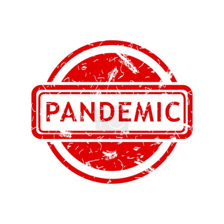 Illustration for Pandemic, simple vector rust dirty red simple circle vector rubber stamp effect - Royalty Free Image