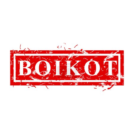 Illustration for Boikot, boycott in indonesia languange, simple vector scratch dirty red simple rectangle vector rubber stamp effect - Royalty Free Image