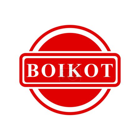 Illustration for Boikot, boycott in indonesia languange, simple vector circle red simple rectangle vector rubber stamp effect - Royalty Free Image