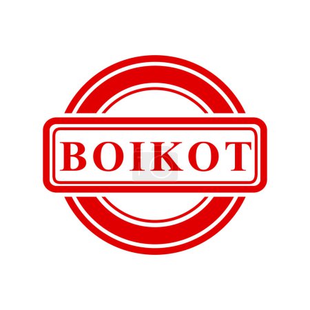 Illustration for Boikot, boycott in indonesia languange, simple vector circle red simple vector rubber stamp effect - Royalty Free Image