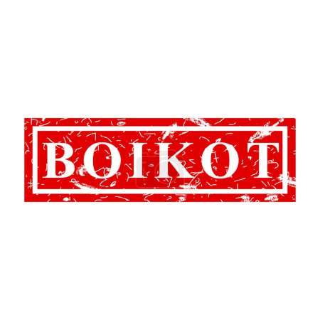 Illustration for Boikot, boycott in indonesia languange, simple vector scratch dirty red simple rectangle vector rubber stamp effect - Royalty Free Image