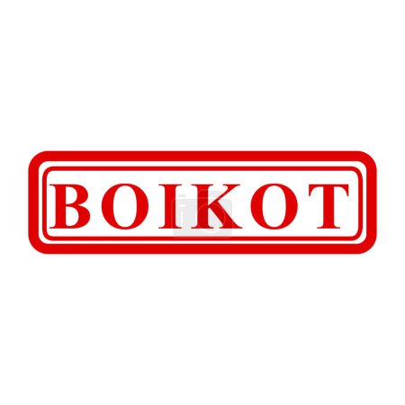 Illustration for Boikot, boycott in indonesia languange, simple vector red simple rectangle vector rubber stamp effect - Royalty Free Image