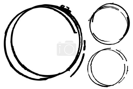 Ilustración de Conjunto de simple vector doodle croquis negro línea círculo marco - Imagen libre de derechos