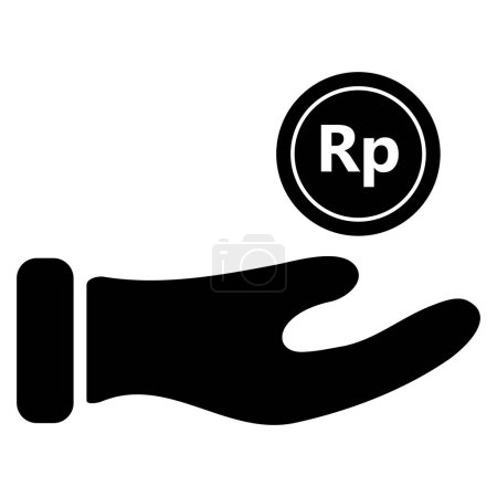 hand get coin money rupiah, simple vector illustration